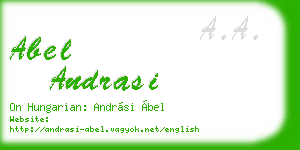 abel andrasi business card